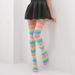 2025d Red Colorful Rainbow Striped Over-the-Knee Socks Extra Long Style_voghion.com