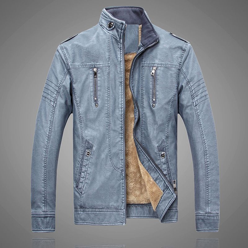 Herrenbekleidung Vintage Washed Pu Plus Kaschmir Leder_voghion.com
