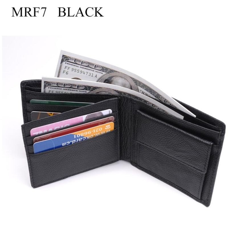 Portafoglio da uomo in vera pelle al 100% Borsa nuova di marca da uomo Portamonete in pelle con blocco RFID bifold marrone nero_voghion.com