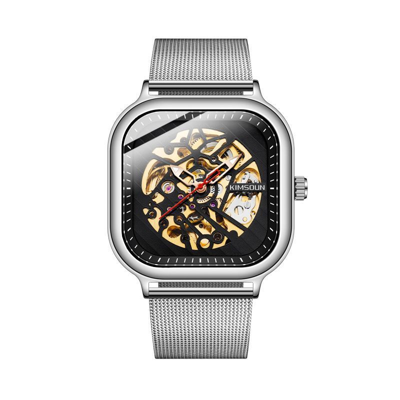 Cross Border Square Hollow Herrenuhr, mechanische Uhr, vollautomatische Uhr, modische Herrenuhr, trendige Studentenuhr, wasserdichte Herrenuhr_voghion.com