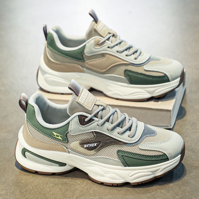 Men's New Breathable Mesh Sports Men's Trend Versatile Thick-soled Non-slip Casual Dad Shoes_voghion.com