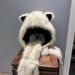 Cappello e sciarpa in peluche con orecchie di volpe, protezione per le orecchie calda invernale integrata da donna, cappello Lei Feng, sciarpa da sci ispessita del nord-est_voghion.com
