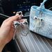 Korean Ins Style Buckle Sweet Silver Bow Bag Pendant Beaded Personality Girl Heart Car Keychain_voghion.com