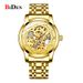 BIDEN Orologio meccanico classico di lusso con quadrante in diamanti, lancette luminose, orologio automatico scheletrato in oro da uomo, cinturino in acciaio inossidabile_voghion.com