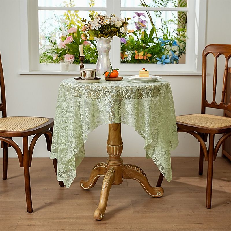 Luxury Lace Tablecloth – Elegant Rectangular Cover For Dining & Coffee Tables, Embroidered Floral Polyester Fabric, 4 Colors & 4 Sizes_voghion.com