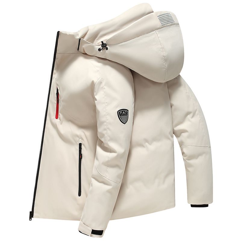 Running volume winter new high-quality hooded outdoor short white duck down men's jacket, trendy outerwear_voghion.com