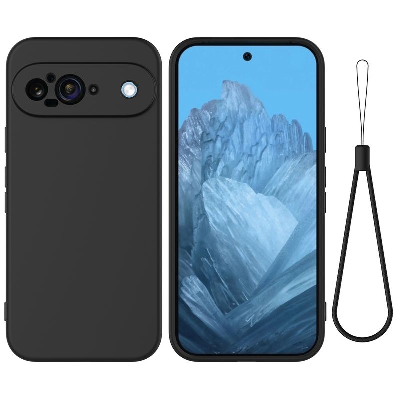 Voor Google Pixel 9 Pure Color Vloeibare Siliconen Schokbestendige Telefoonhoes (Zwart)_voghion.com