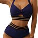 High Waisted Belly Tightening Two-piece With Hollowed Out Bikini Set And Cross Over Swimsuit_voghion.com