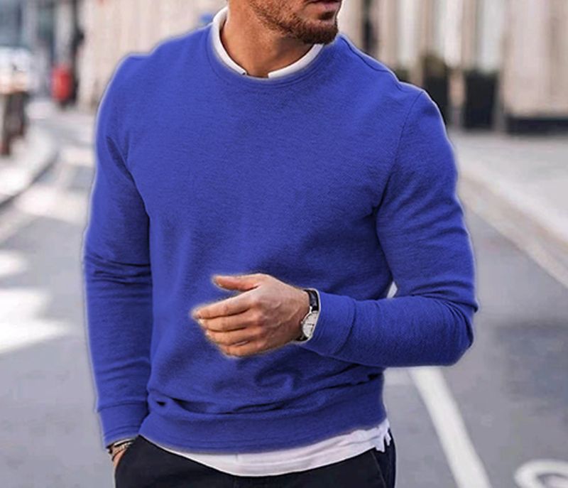 La camicia a maniche lunghe in maglia a nido d'ape con collo rotondo solido autunno 2023 può essere abbinata a un top sotto_voghion.com