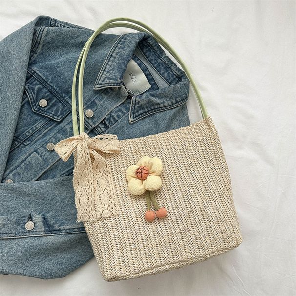 Große Kapazität Mode Sanftes Temperament Stroh gewebt Schal Schulter 2023 Sommer Neue Unterarm Einkaufstasche_voghion.com