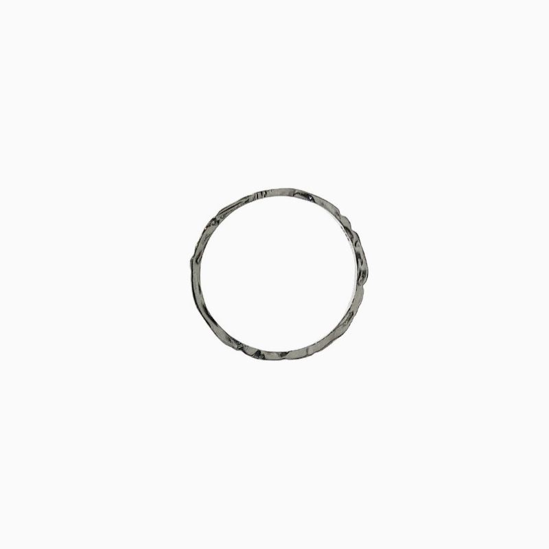 Pure Silver Textured Hammer Texture Slim Plain Band Knuckle Closed Fine Ring Ins Style_voghion.com
