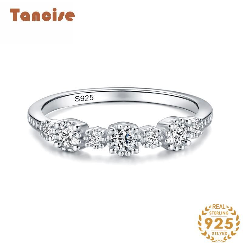 Tancise Anello in argento con zirconi classici Gioielli da donna Promessa di nozze Regalo per feste_voghion.com