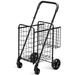Folding Shopping Cart Portable Utility Cart Double Basket Grocery Utility Cart_voghion.com