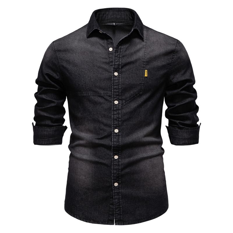 AIOPESON Men's Cotton Denim Slim Fit Long Sleeve Shirts Casual Premium Fashion Comfortable Shirts For Men_voghion.com