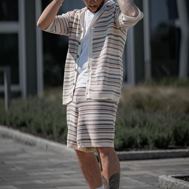 Conjunto de ropa CT de verano para hombre, deportivo, con camisa holgada de manga corta y pantalones cortos para adolescentes_voghion.com