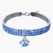 Colorful Alloy Footprint Pendant Pet Necklace Dog Chain Cat Collar Three Rows Of Elastic Rhinestone Pet_voghion.com