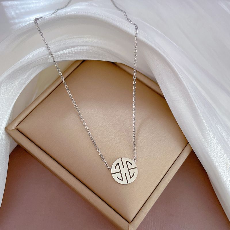 Body 【 Full Titanium Steel 】 Extremely Simple And Stylish Xizi Round Brand Furnace Genuine Gold Necklace For Women 【 】_voghion.com