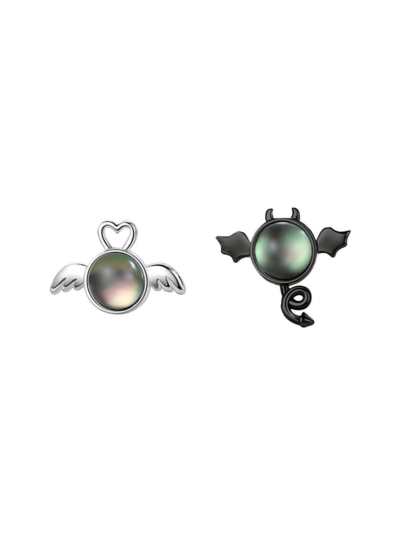 Orecchini pendenti in argento puro con design a nicchia con angelo e demone placcati, per donne, stile Ins, regalo_voghion.com
