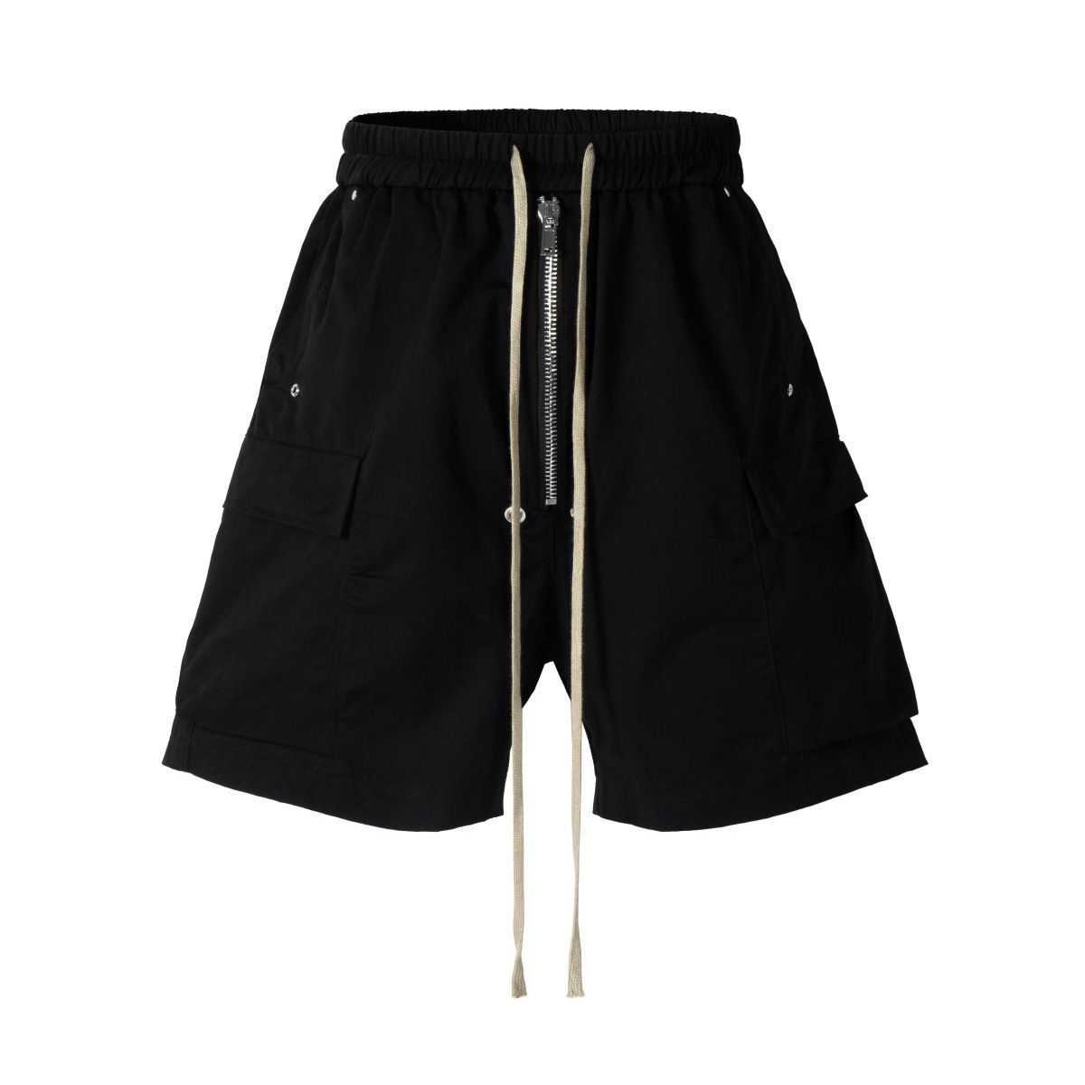 Dunkle Cargo-Shorts im RO-Stil für Herren – Kordelzug in der Taille, taktische Hose mit mehreren Taschen (Streetwear, lockere Passform, M-3XL, Gothic-Utility-Ästhetik)_voghion.com
