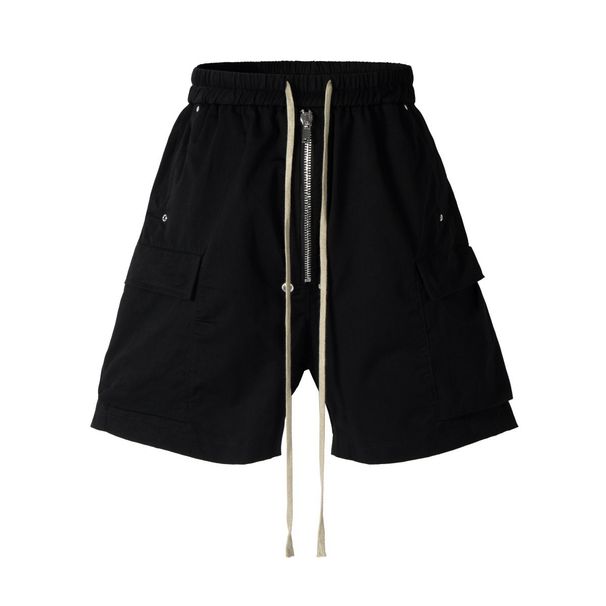 Dunkle Cargo-Shorts im RO-Stil für Herren – Kordelzug in der Taille, taktische Hose mit mehreren Taschen (Streetwear, lockere Passform, M-3XL, Gothic-Utility-Ästhetik)_voghion.com