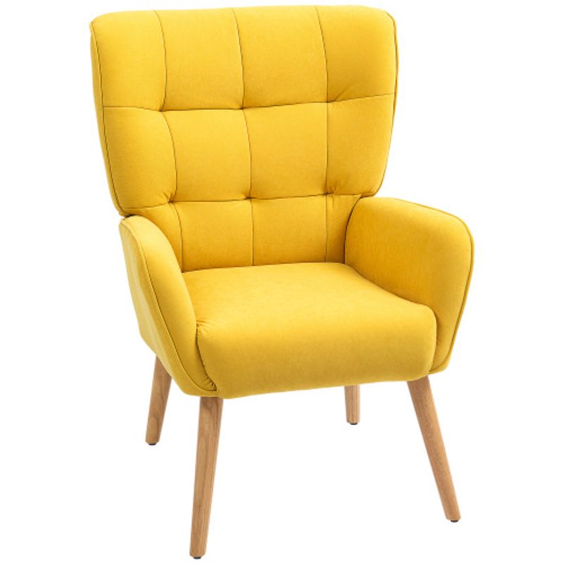 HOMCOM Sessel Wohnzimmer Loungesessel Relaxsessel Mit Holzbeine Lesesessel Mit Samtoptik, Polstersessel Für Schlafzimmer Gelb_voghion.com