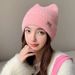 Auumn Winer Face-Slimming Knied Beanie For Women, Loose Posparum Ha, Cue Ca Suden Ear Proecion Warm Wool_voghion.com