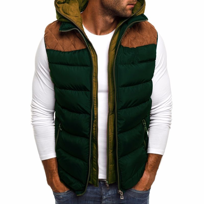 Euro 2024 Herbst/Winter Mode Farbe Block Herren Hut Baumwolle Mantel Weste 7585_voghion.com