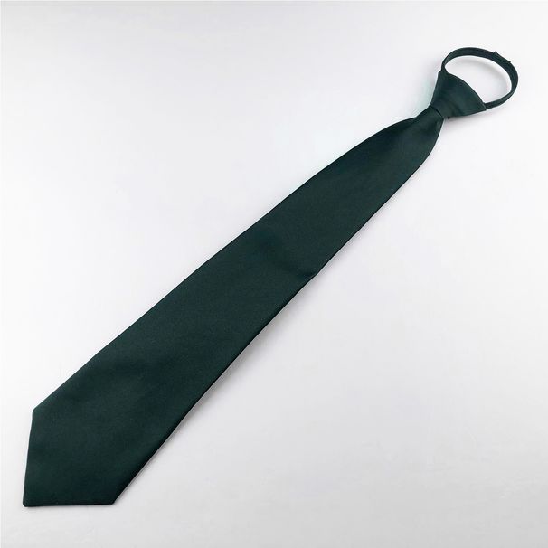 Men's Solid Color Zipper Tie 44cm Easy Pull Lazy Workwear Convenient Formal Business Korean Style Polyester_voghion.com