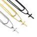 Collana con croce a strati, doppia catena intrecciata, ciondolo in acciaio inossidabile, accessori alla moda per uomo_voghion.com
