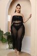 Seaside vacation beach suit sexy see-through mesh plus size women's ruffled trousers two-piece set_voghion.com