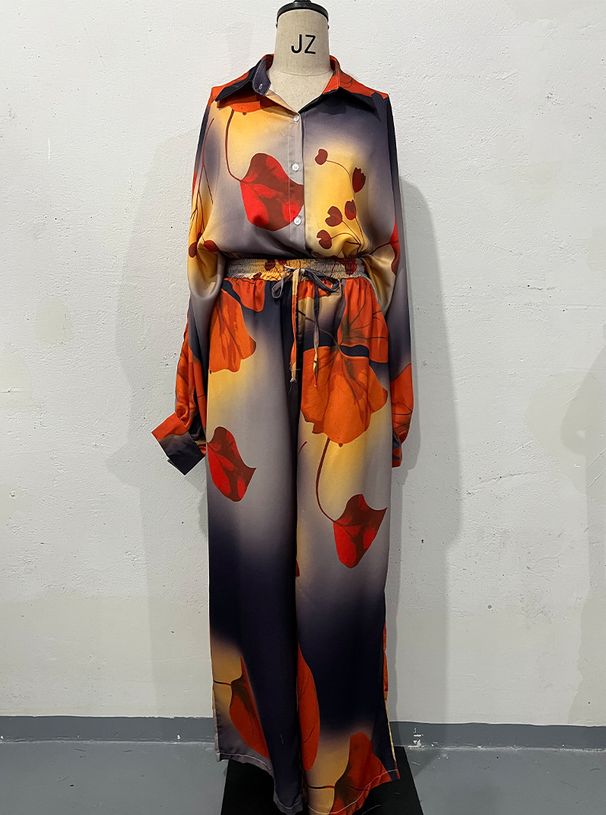 Damenbekleidung Sommer neuer Stil Positionierung bedruckter Oberteile weite Beinhosen modisches Temperament zweiteilige Anzüge für Frauen_voghion.com