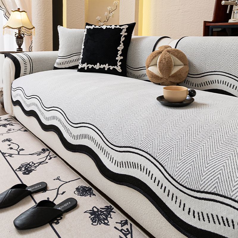 Chenille Sofa Cushion Covers – Striped Non-Slip Stretchable Seat Pads For Sectional & Modular Sofas (Multiple Sizes & Colors, Minimalist Style)_voghion.com