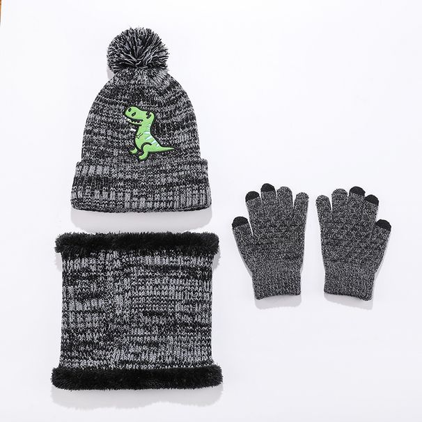 Kids'scarf, hat & glove sets Children's hat Gloves bib set Children's autumn and winter knitted woolen scarf warm knitted hat_voghion.com