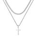 Men's Jewelry Double Layer Cross Necklace Titanium Steel Hip Hop Stacking Jewelry With Twisted Chain_voghion.com