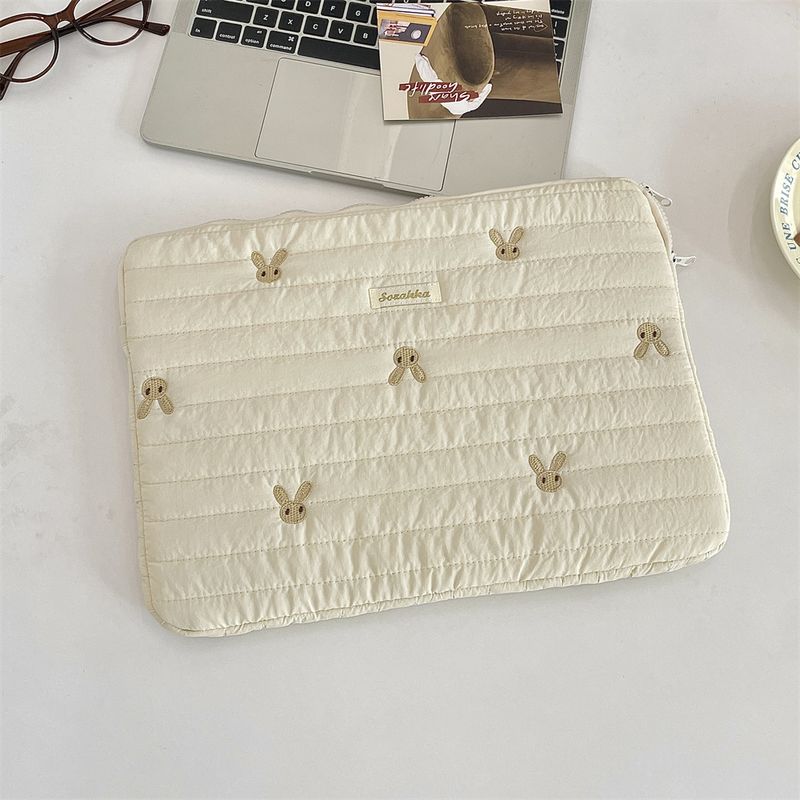 52191 Korean INS Tablet Cute Quilted Embroidered Rabbit 11/13/ 15inch Laptop Storage_voghion.com