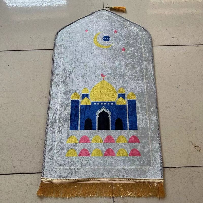 Carpets Islamic Prayer Rug Mat For Muslim Worship Carpet Living Room Prayer Thickened Gold Diamond Velvet Floor Mat Children's Printed Thick Mat_voghion.com