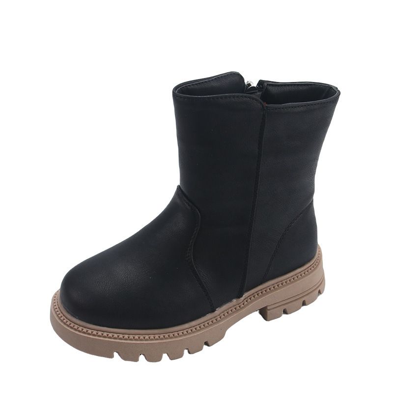 Children's Martin New Girls' Casual Side Zipper Big Kids Short Mid-Calf Boots Sizes 26-36_voghion.com