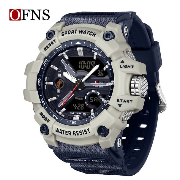 Men's Digital Analog Sports Watch With LED Backlight, Alarm, Stopwatch, 50m Water Resistance, Shockproof For Outdoor, Running, And Daily Use_voghion.com