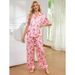 Luxury Satin Pajama Set Women's Short Sleeve Shirt & Pants - Breathable Loungewear For Spring Summer Fall_voghion.com