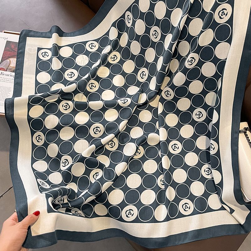 French Small Fragrant Wind Camellia Cotton Hemp Feel Neck, and Versatile Multi functional Shawl Scarf for Women_voghion.com