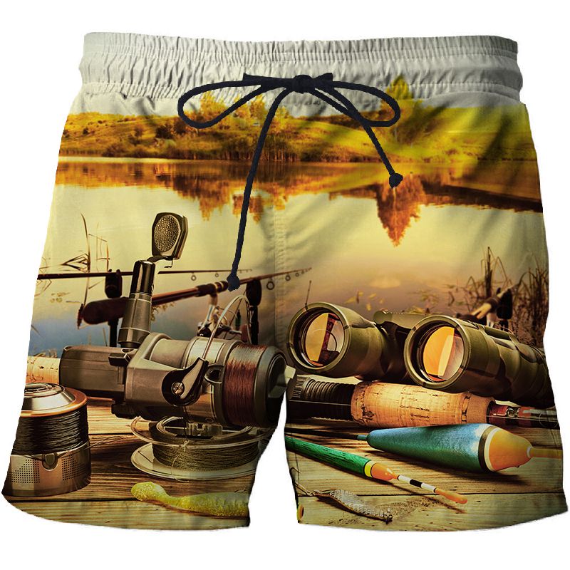 Men's 3d Printed Beach Shorts, Quick-drying Fitness Shorts, shorts with fun 3d street printed fashion 2023_voghion.com