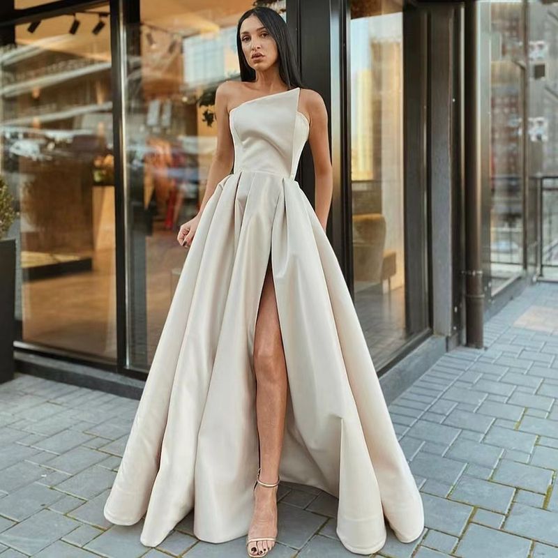 Women's new style sling slit pocket party dress photography beach wedding bridesmaid _voghion.com