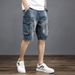 Men's Denim Summer Thin Cargo Multi-Pocket Five-Point Loose Trendy Versatile Casual Mid-Length Shorts_voghion.com