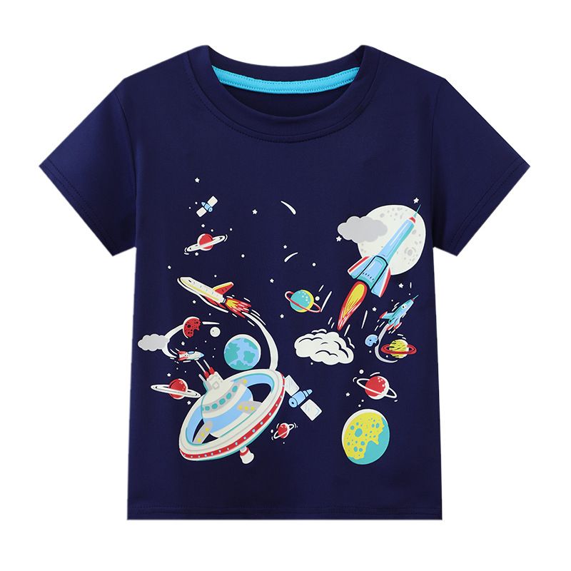 mother & kids boys short sleeves summer new space pattern boys short sleeves children's half sleeves factory one piece delivery_voghion.com