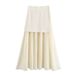 Women's Clothing Fashion Gold Button Knitted Vest Pleated Skirt Suit_voghion.com