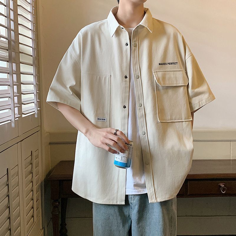 Herrenbekleidung Lockere, lässige, vielseitige Arbeitskleidung, kurzärmeliges Hemd, Herren-Sommerhemd im neuen Stil, hübsche, leichte Sommerhemdjacke_voghion.com