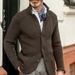 Langarmpullover, neuer, verdickter, lässiger Umlegekragen, einfarbig, Slim Fit, Oberbekleidung, Strickwaren für Herren_voghion.com