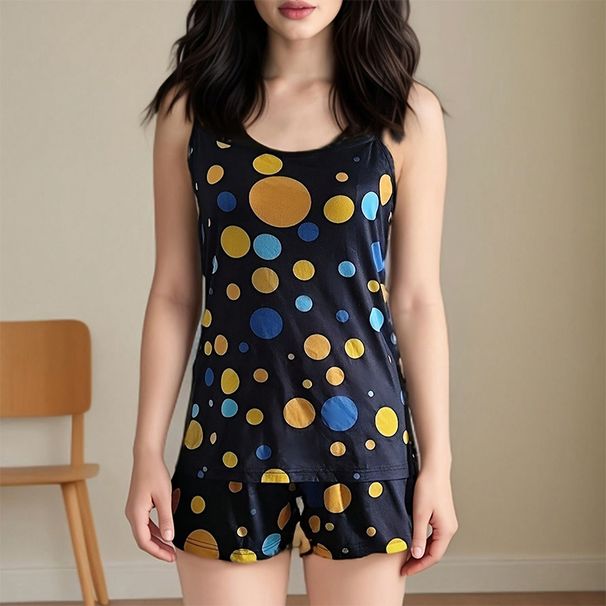 Cartoon Polka Dot Sling Vest Can Be Worn Outside, Sexy Thin Sling Pajamas_voghion.com