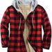 Flannel Shirt Jacket Men's Wool Hoodie Sherpa Lining Plaid Button-Down Sweatshirt For Fall/Winter_voghion.com