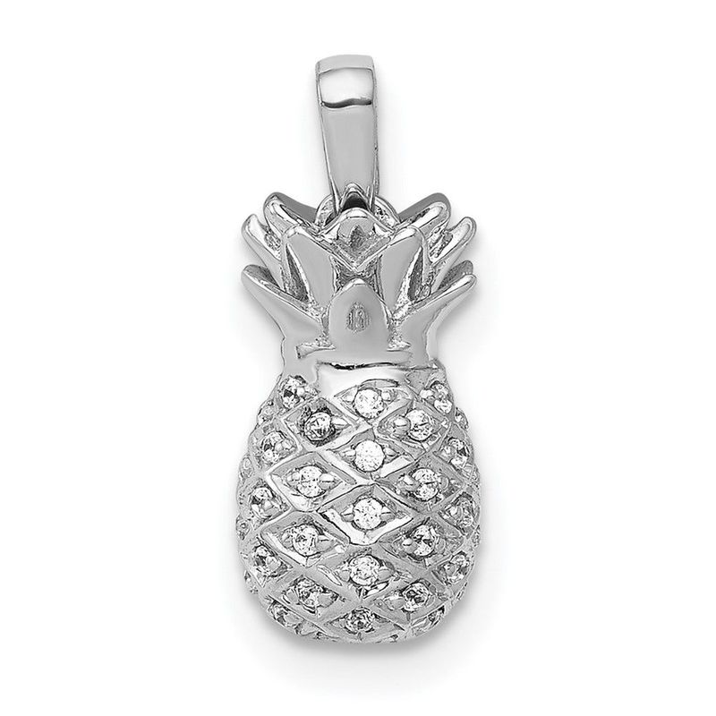 14k White Gold Diamond Pineapple Pendant_voghion.com